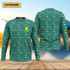 Joycorners Green And Yellow Shark Pattern Performance Fishing Shirts, SPF Shirt For Men, Fishing Gifts For Men