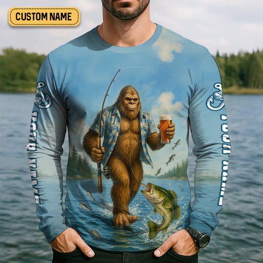 Joycorners Catchin' Bass With The Big Guy, Fishing Shirts, SPF Long Sleeve Shirts, Fishing Shirts For Men