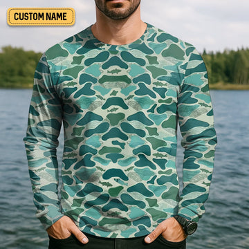 Joycorners Green Camo Performance Fishing Shirts, SPF Shirt For Men, Hooded Fishing Shirt, Fishing Shirts For Men