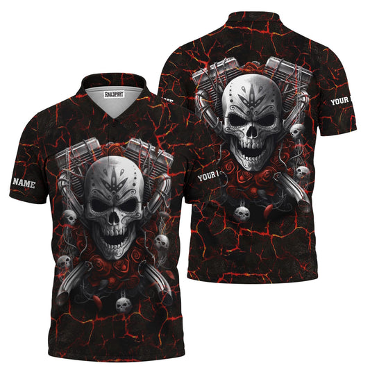 Joycorners Custom Name Mechanic Shirt Machine Skull Flame Style T Shirt All Over Print PT2609