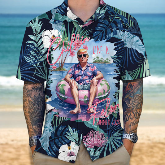 Joycorner Donald Trump Chillin Like A Felon 6 Hawaiian Shirt