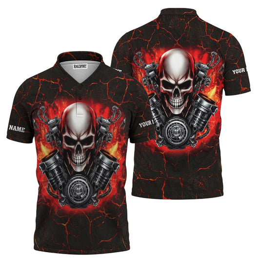 Joycorners Custom Name Skull Mechanic Shirt Flame Style Printed Jacket Hoodie All Over Print PT2609
