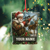 Joycorners Custom Name Santa Hunter Ornament, Deer Hunting Christmas Tree Decor, Personalized Camo Gift MT1111