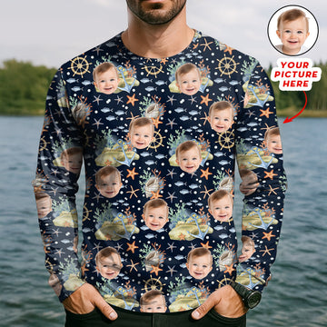 Joycorners Custom Face Fishing UPF Shirts, Mens Fishing Shirts Long Sleeve, Gift For Fisherman