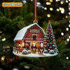 Joycorners Cattle Red Christmas House  Cow Family Ornament, Acrylic Ornament (8 Breed Options)