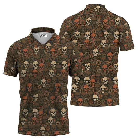 Joycorners Personalized Mechanic Shirt, Skulls and Gears Pattern, All Over Printed, Gift For Men PT2609