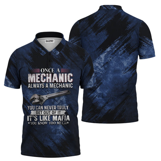 Joycorners Once A Mechanic Always A Mechanic Polo Shirt Funny Printed Vintage Mechanic Unisex Polo Shirt with Color Options PT2609