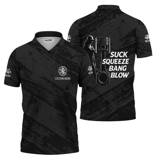 Joycorners Personalized Mechanic Shirt, Suck Squeeze Bang Blow, Funny Quote Design, Gift For Men PT2609