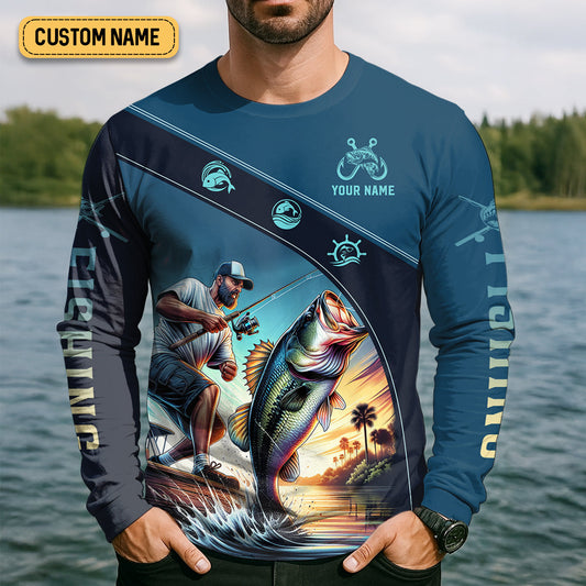 Joycorners Bite Hard or Go Home Fishing Shirts, SPF Long Sleeve Shirts, Fishing Shirts For Men