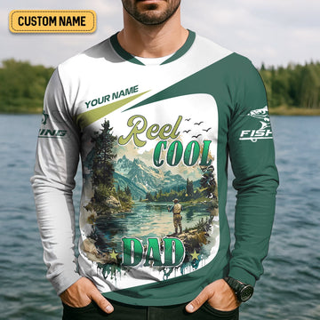 Joycorners Reel Cool Dad Fishing SPF Shirt For Men, Funny Fishing Shirt, Fishing Shirts For Men