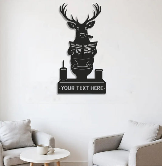 Maxcorners Personalized Deer Bathroom Humor Metal Sign WITH LED/WITHOUT LED, Rustic Hunting Cabin Wall Decor for Hunters, Funny Wildlife Toilet Art MT0110
