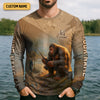 Joycorners The Best Things In Life Are Wild And Free Custom Name Bigfoot Fishing SPF Shirt For Men, Gift For Fisherman