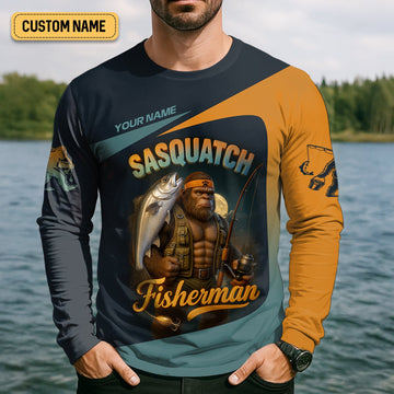 Joycorners Sasquatch Fishing Shirt With Hood, Long Sleeve Sun Shirt, Fishing Shirts For Men