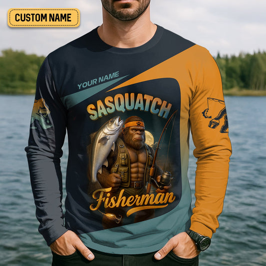 Joycorners Sasquatch Fishing Shirt With Hood, Long Sleeve Sun Shirt, Fishing Shirts For Men