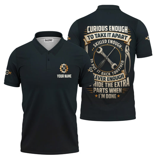 Joycorners Personalized Mechanic Shirt, Clever Enough To Hide The Extra Parts When I'm Done, Funny Quote Design, Gift For Men PT2609