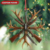 Joycorners Custom Name Hunting Ornament, Antlers and Rifles Christmas Decor for Hunters MT1111