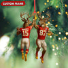 Joycorners Personalized Football Christmas Ornament, Custom Name Deer Players Red Jersey, Funny Kansas City Football Fan Gift Decoration MT2411