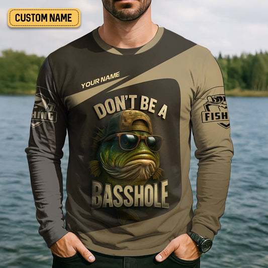 Joycorners Don't Be A Basshole Men's Fishing Shirt, Mahi Fishing Shirt, UPF Fishing Shirt