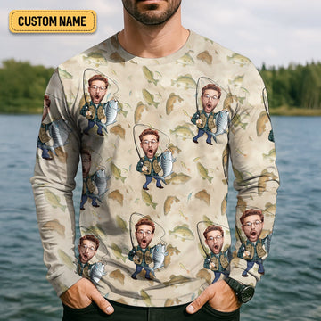 Joycorners Custom Face Fishing Man SPF Shirt For Men, Funny Fishing Shirt, Presents For Fishermen