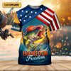 Joycorners Hooked On Freedom Patriotic Fishing Shirt, Largemouth Bass Fishing SPF Shirt For Men, Men's Fishing Shirt