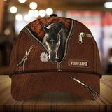 Personalized epic art horse Happiness zip leather pattern cap