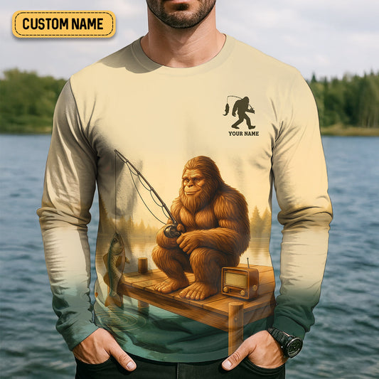 Joycorners Bigfoot's Quiet Day At The Lake Fishing UPF Shirts, Funny Fishing Shirt, Presents For Fishermen