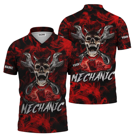 Joycorners Custom Name Skull Wrench Cross Mechanic Shirt Smoking Style Printed Jacket Hoodie All Over Print PT2609