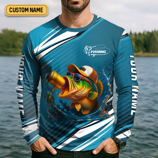 Joycorners Rippin' Lips & Takin' Sips Fishing SPF Shirt For Men, Gift For Fisherman, Fishing Shirts For Men