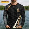 Joycorners Shark Week Hexagon Pattern Black Fishing Shirt, SPF Shirt For Men, Men's Fishing Shirt