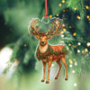 Joycorners Personalized Elegant Christmas Reindeer Acrylic Ornament – Festive Deer with Wreath and Ornaments, Holiday Wall Art for Cozy Home Decor, Luxury Christmas Gift Idea MT1111