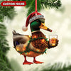Joycorners Personalized Funny Duck Smoking Acrylic Christmas Ornament – Custom Name Drinking Gift For Hunters MT1111
