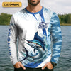 Joycorners Fishing It's Not A Hobby It's A Lifestyle Blue Camo Fishing UPF Shirts, Blue Marlin Fishing Shirts For Men