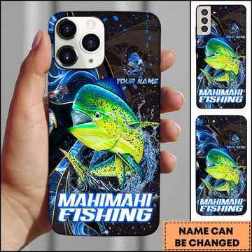 Joycorners Mahi-mahi Fishing Blue Flame Smoke Line Premium Style Sport Personalized Name Phone Case