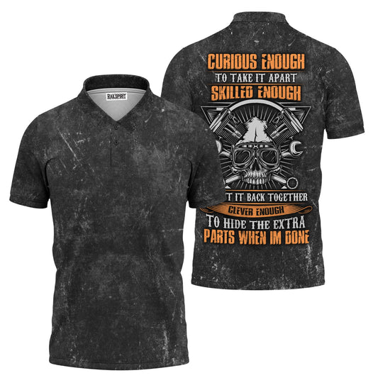 Joycorners Funny Mechanic Shirt, Curious Enough Skilled Enough Clever Enough Quote Shirt, Auto Repair Gift Idea for Car Lovers & Mechanics PT2609