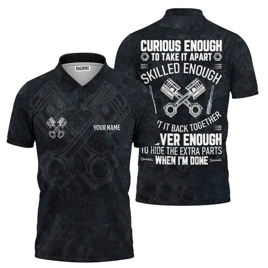 Joycorners Personalized Mechanic Shirt, Mechanic Tee with Engine Piston Design for Auto Repair Technician Car Lover Gearhead Gift PT2609