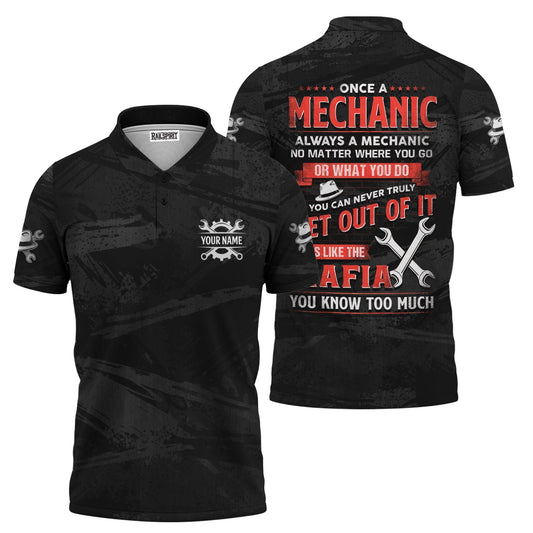 Joycorners Personalized Mechanic T Shirt Custom Name Funny Auto Repair Garage Workwear Mafia Quote Tee Car Repair Wrench Shirt Gift for Men Dad PT2609