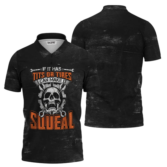 Joycorners Humor Mechanic Shirt, If It Has Tits or Tires It Can Make You Squeal Shirt, Perfect Gift for Mechanics & Car Guys PT2609