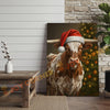 Joycorner Longhorn Cow Santa Hat Christmas Tree 3D Wrapped Canvas