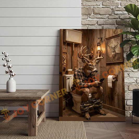 Joycorner Buck Deer Rustic Bathroom Sitting Toilet 3D Wrapped Canvas