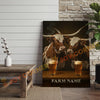 Joycorner Texas Longhorn Cowboy Beer Bar – Personalized Farm Name 3D Wrapped Canvas