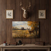 Joycorner Farm Barn Field Whitetail Deer Autumn Landscape Canvas