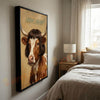 Joycorners Whimsical Texas Longhorn Farm Cow Portrait Personalized Name Canvas