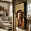 Joycorners Whimsical Texas Longhorn Farm Cow Portrait Personalized Name Canvas