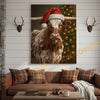 Joycorner Longhorn Cow Santa Hat Christmas Tree 3D Wrapped Canvas