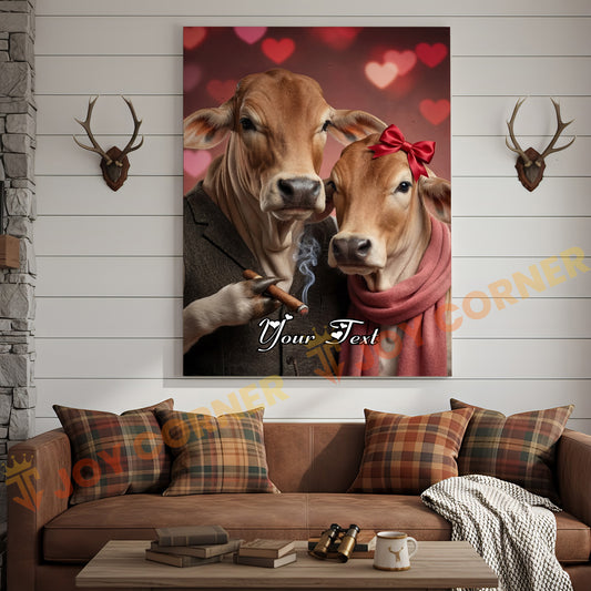 Joycorners Cattle Cow Funny Romantic Brahman Couple Personalized Name Canvas