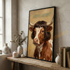 Joycorners Whimsical Texas Longhorn Farm Cow Portrait Personalized Name Canvas