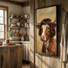 Joycorners Whimsical Texas Longhorn Farm Cow Portrait Personalized Name Canvas