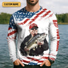 Joycorners Make Fishing Great Again Patriotic Fishing Shirt, Red White Blue Fishing UPF Shirts, Men's Fishing Shirt
