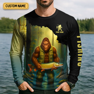 Joycorners Sasquatch Doesn't Need A Fish Story Funny Fishing Shirt SPF Shirt For Men, Funny Fishing Shirt, Fishing Shirts For Men