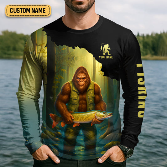 Joycorners Sasquatch Doesn't Need A Fish Story Funny Fishing Shirt SPF Shirt For Men, Funny Fishing Shirt, Fishing Shirts For Men